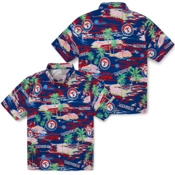 Texas Rangers Hawaiian Shirt - Tropical Palms Aloha Shirt