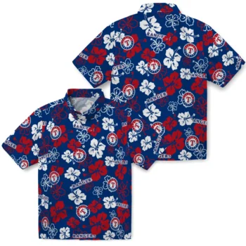 Texas Rangers Hawaiian Shirt - Tropical Floral Pattern Aloha Shirt