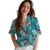 Toronto Blue Jays Hawaiian Shirt - Personalized Hibiscus Blossoms Blue Aloha Shirt