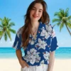 Toronto Blue Jays Hawaiian Shirt - Hibiscus Blooms Blue White Aloha Shirt