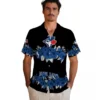 Toronto Blue Jays Hawaiian Shirt - Hibiscus Stripe Blue Black Aloha Shirt