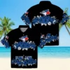 Toronto Blue Jays Hawaiian Shirt - Hibiscus Stripe Blue Black Aloha Shirt