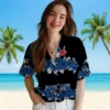 Toronto Blue Jays Hawaiian Shirt - Hibiscus Stripe Blue Black Aloha Shirt