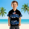 Toronto Blue Jays Hawaiian Shirt - Hibiscus Stripe Blue Black Aloha Shirt