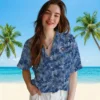 Toronto Blue Jays Hawaiian Shirt - Leafy Pattern Blue Aloha Shirt
