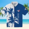 Toronto Blue Jays Hawaiian Shirt - Palm Trees Blue White Aloha Shirt