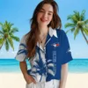 Toronto Blue Jays Hawaiian Shirt - Palm Trees Blue White Aloha Shirt