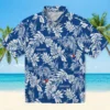 Toronto Blue Jays Hawaiian Shirt - Tropical Leaf Blue White Aloha Shirt
