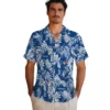 Toronto Blue Jays Hawaiian Shirt - Tropical Leaf Blue White Aloha Shirt