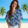 Toronto Blue Jays Hawaiian Shirt - Tropical Leaf Blue White Aloha Shirt