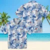 Toronto Blue Jays Hawaiian Shirt - Tropical Leaves Blue White Aloha Shirt