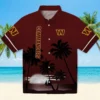 Washington Commanders Hawaiian Shirt - Beach Sunset Burgundy Black Aloha Shirt