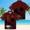 Washington Commanders Hawaiian Shirt - Beach Sunset Burgundy Black Aloha Shirt