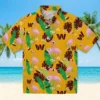 Washington Commanders Hawaiian Shirt - Flamingo Foliage Burgundy Green Aloha Shirt
