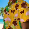 Washington Commanders Hawaiian Shirt - Flamingo Foliage Burgundy Green Aloha Shirt