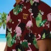 Washington Commanders Hawaiian Shirt - Flamingo Leaf Motif Burgundy Aloha Shirt