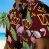 Washington Commanders Hawaiian Shirt - Flamingo Leaves Burgundy Aloha Shirt