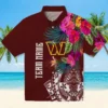 Washington Commanders Hawaiian Shirt - Floral Polynesian Burgundy Aloha Shirt