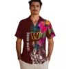 Washington Commanders Hawaiian Shirt - Floral Polynesian Burgundy Aloha Shirt