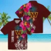 Washington Commanders Hawaiian Shirt - Floral Polynesian Burgundy Aloha Shirt