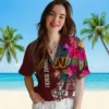 Washington Commanders Hawaiian Shirt - Floral Polynesian Burgundy Aloha Shirt