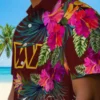 Washington Commanders Hawaiian Shirt - Floral Polynesian Burgundy Aloha Shirt