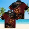Washington Commanders Hawaiian Shirt - Football Wave Burgundy Black Aloha Shirt