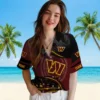Washington Commanders Hawaiian Shirt - Football Wave Burgundy Black Aloha Shirt