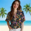 Washington Commanders Hawaiian Shirt - Hibiscus And Fruit Navy Blue Aloha Shirt