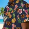 Washington Commanders Hawaiian Shirt - Hibiscus And Fruit Navy Blue Aloha Shirt