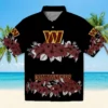 Washington Commanders Hawaiian Shirt - Hibiscus Stripe Burgundy Black Aloha Shirt
