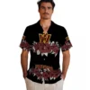 Washington Commanders Hawaiian Shirt - Hibiscus Stripe Burgundy Black Aloha Shirt
