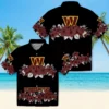 Washington Commanders Hawaiian Shirt - Hibiscus Stripe Burgundy Black Aloha Shirt