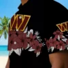 Washington Commanders Hawaiian Shirt - Hibiscus Stripe Burgundy Black Aloha Shirt