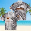 Washington Commanders Hawaiian Shirt - Palm Stripes Burgundy Black White Aloha Shirt