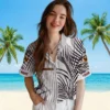 Washington Commanders Hawaiian Shirt - Palm Stripes Burgundy Black White Aloha Shirt