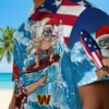 Washington Commanders Hawaiian Shirt - Surfing Santa Blue Aloha Shirt