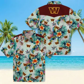 Washington Commanders Hawaiian Shirt - Tropical Foliage Green Aloha Shirt