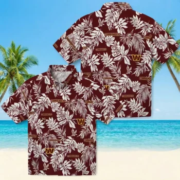 Washington Commanders Hawaiian Shirt - Tropical Leaf Burgundy White Aloha Shirt