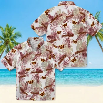 Washington Commanders Hawaiian Shirt - Tropical Leaves Burgundy White Aloha Shirt