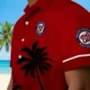 Washington Nationals Hawaiian Shirt - Beach Sunset Red Black Aloha Shirt
