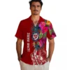 Washington Nationals Hawaiian Shirt - Floral Polynesian Red Aloha Shirt