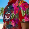 Washington Nationals Hawaiian Shirt - Floral Polynesian Red Aloha Shirt