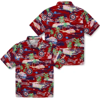 Washington Nationals Hawaiian Shirt - Tropical Palms Aloha Shirt