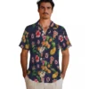 Washington Nationals Hawaiian Shirt - Hibiscus And Fruit Navy Blue Aloha Shirt