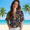 Washington Nationals Hawaiian Shirt - Hibiscus And Fruit Navy Blue Aloha Shirt