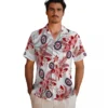 Washington Nationals Hawaiian Shirt - Hibiscus Palm Leaves Red White Aloha Shirt