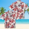 Washington Nationals Hawaiian Shirt - Hibiscus Palm Leaves Red White Aloha Shirt