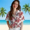 Washington Nationals Hawaiian Shirt - Hibiscus Palm Leaves Red White Aloha Shirt