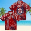 Washington Nationals Hawaiian Shirt - Hibiscus Print Red Aloha Shirt
